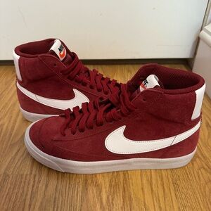 Nike Burgundy and White High-Top Sneakers